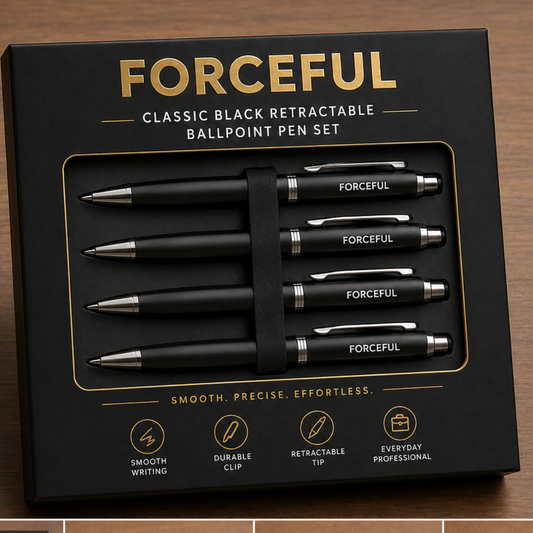 Classic Black Retractable Ballpoint Pen Set