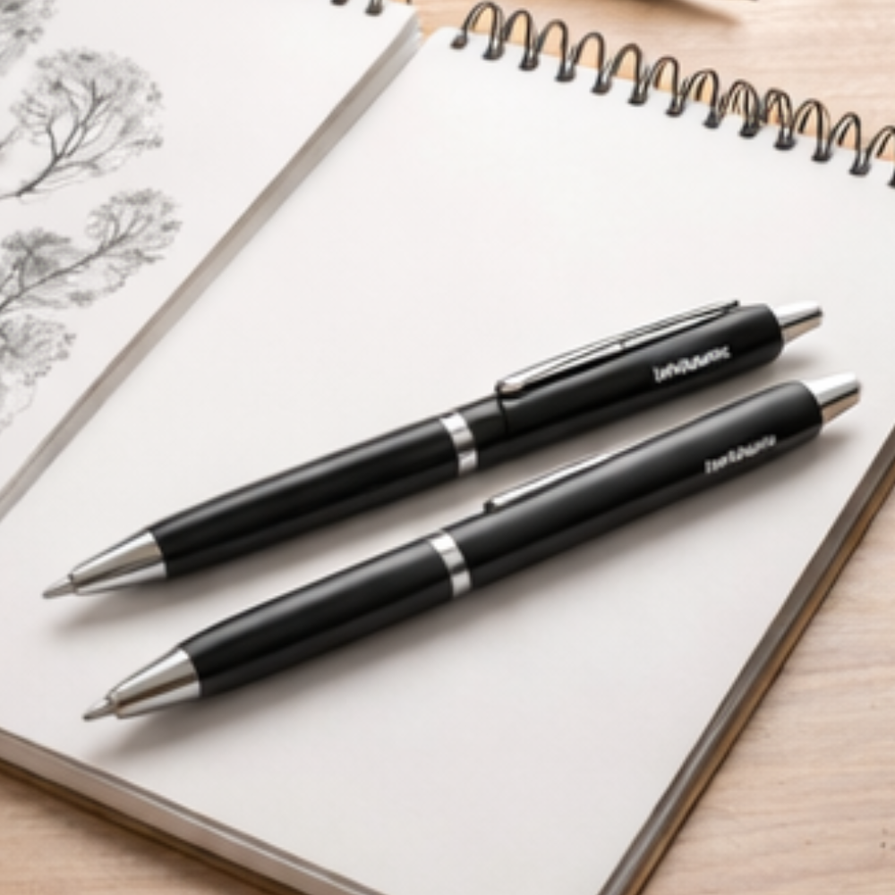 Classic Black Retractable Ballpoint Pen Set